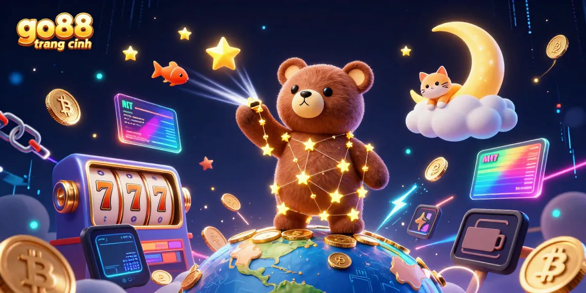 Experience the vibrant world of go88 trang chính with colorful casino elements and magical characters in this dynamic illustration.