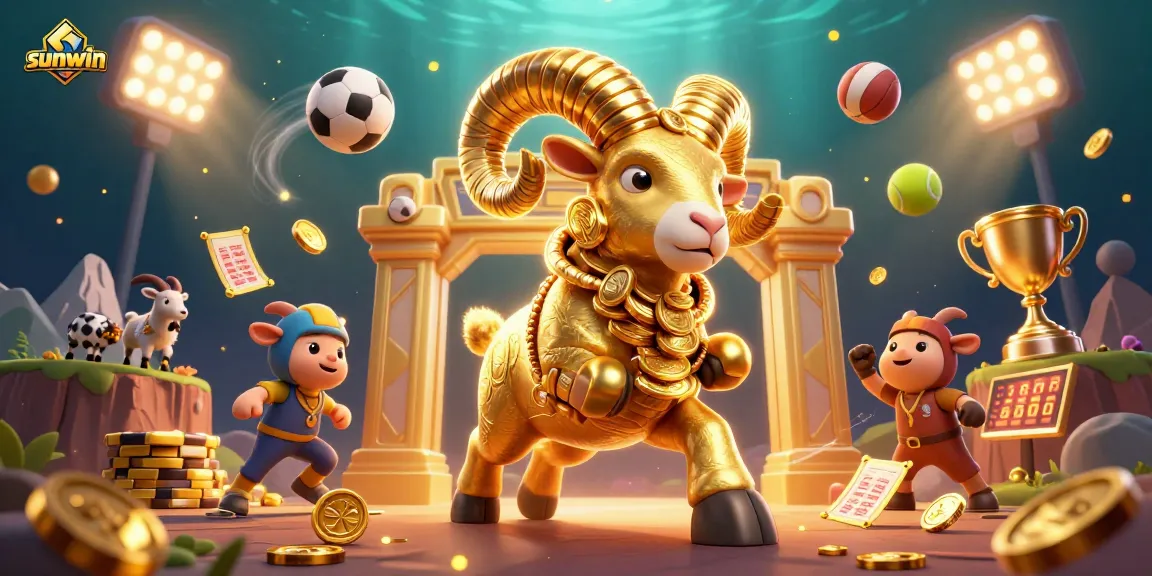 Experience exhilarating gameplay at sunwin with a vibrant scene showcasing a golden ram and dynamic casino elements.